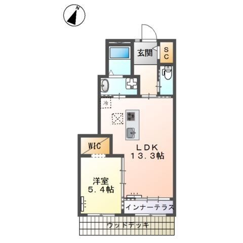サザンフィールドB 102号室 間取り