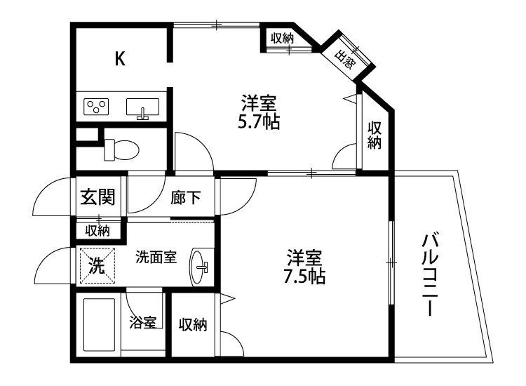 コートプリエール 202号室 間取り