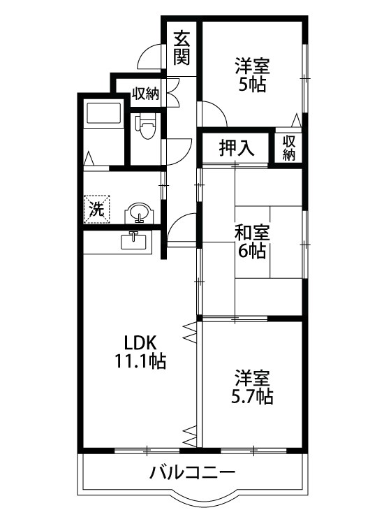 アニヴェルセル向陽 201号室 間取り