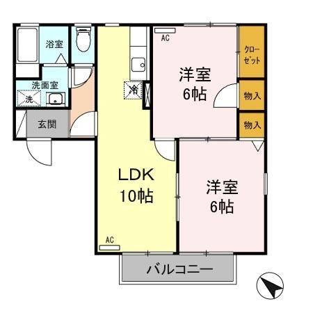 ハイカムール松園 203号室 間取り