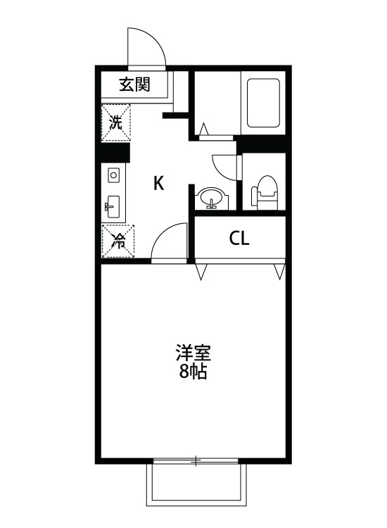 はっぴい東明Ｂ棟 105号室 間取り