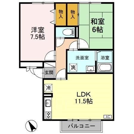 リバーフォート阿賀  B203号室 間取り