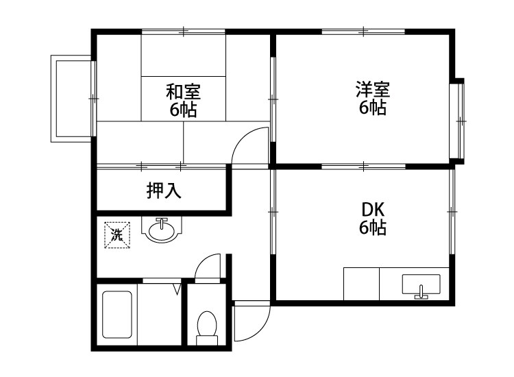 外山レイクサイドハウス  E202号室 間取り