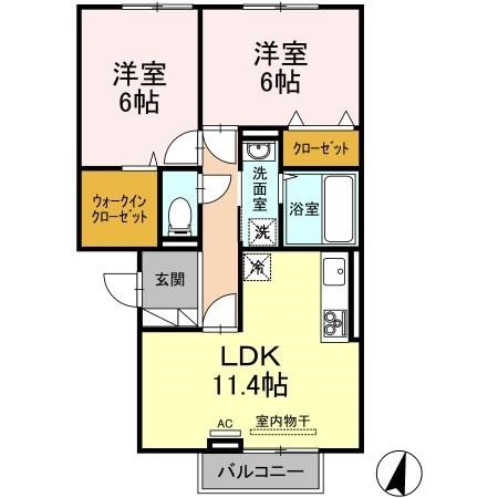 サニーサイド A202号室 間取り