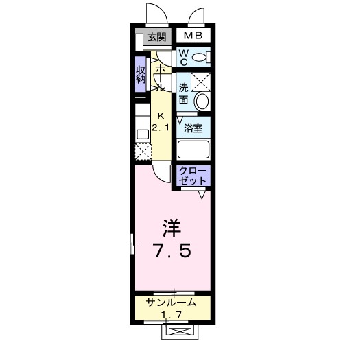 リジエール・五番町 104号室 間取り