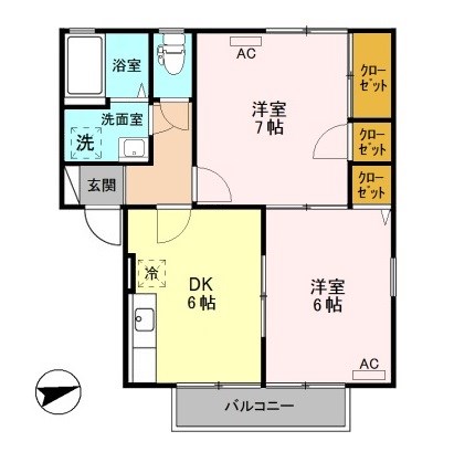 セジュールFXK A102号室 間取り