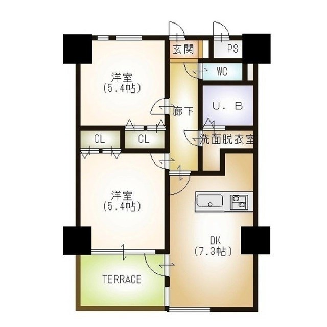 フェリシア東万代 602号室 間取り