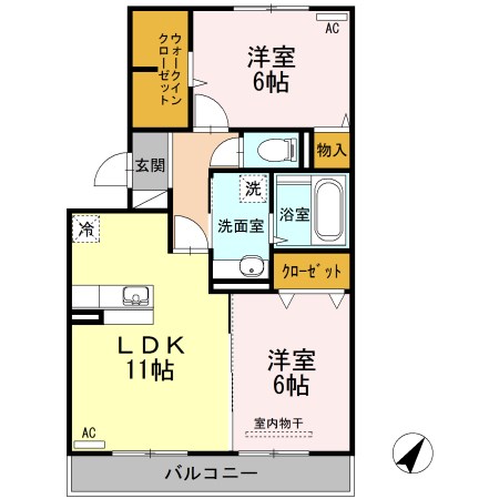 モンブラン　B 203号室 間取り