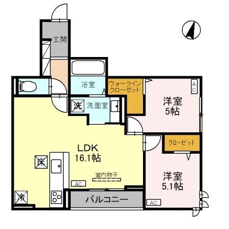 D-ROOM笹口 102号室 間取り