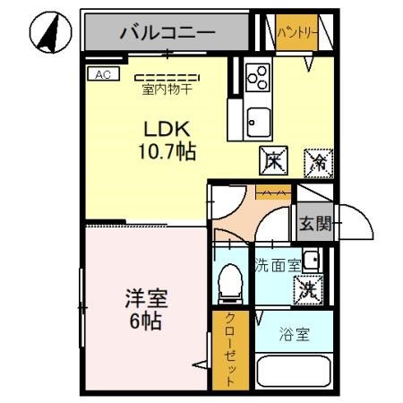 D-ROOM笹口 105号室 間取り