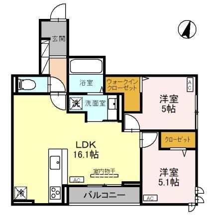 D-ROOM笹口 202号室 間取り