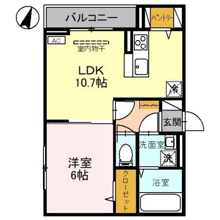 D-ROOM笹口 205号室 間取り