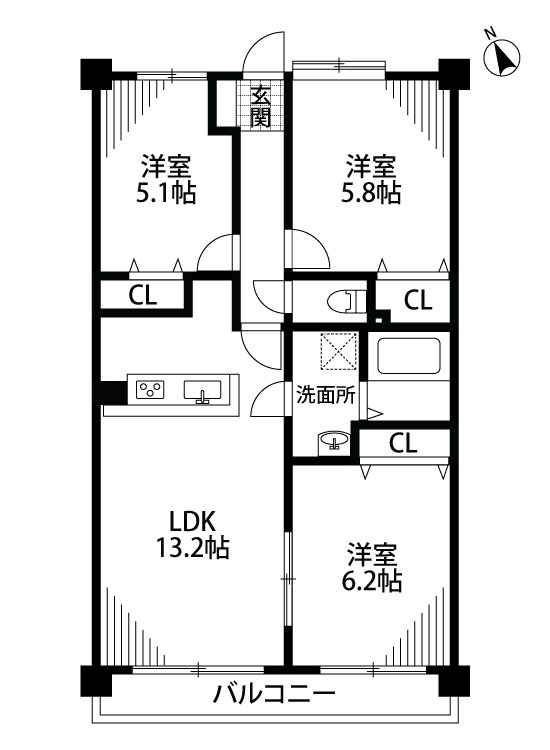 パークハイツ万代 302号室 間取り