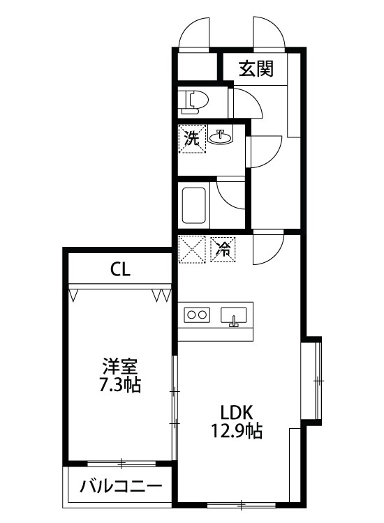 ホポロ大形本町 407号室 間取り