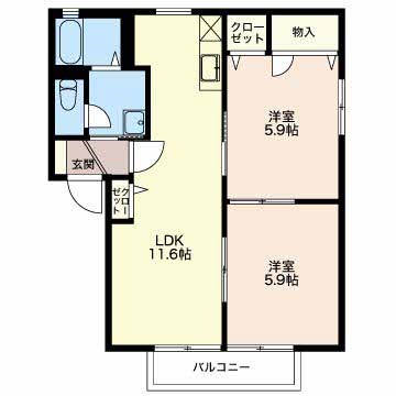 ファミーユ 203号室 間取り