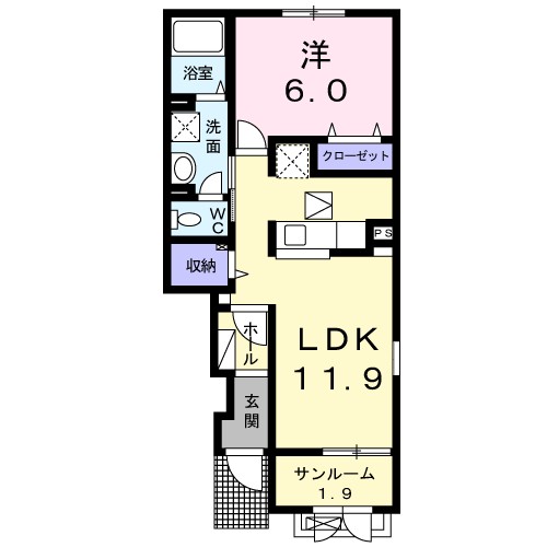 フェイシス横越Ⅰ 103号室 間取り