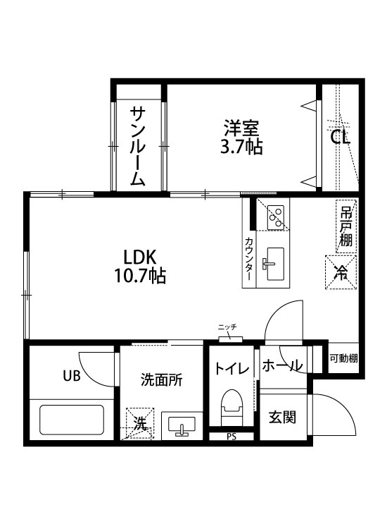 シャレーヌ 102号室 間取り