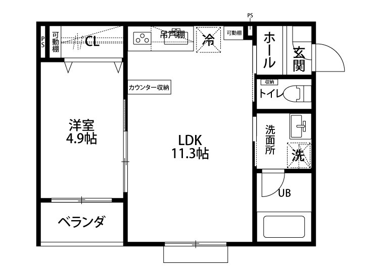 グラディア女池 101号室 間取り