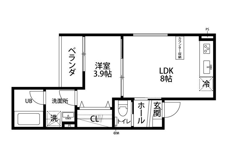 グラディア女池 102号室 間取り