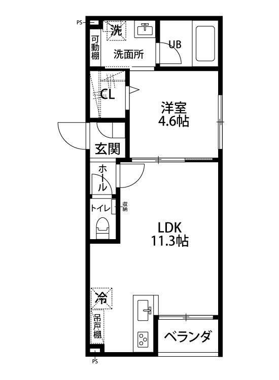 グラディア女池 103号室 間取り