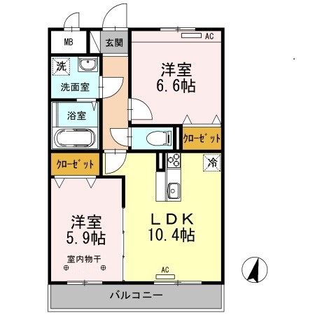 ウィステリアⅡ 105号室 間取り