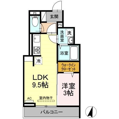 Calma天神 102号室 間取り