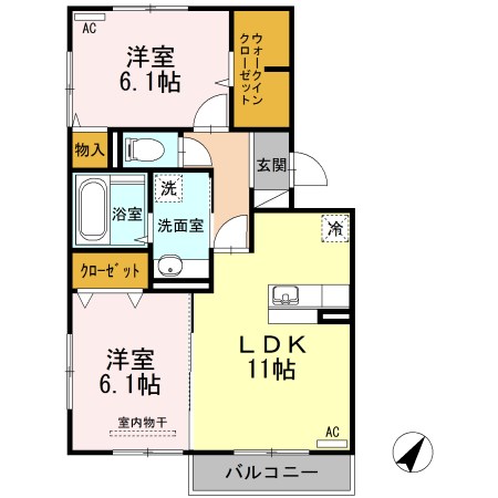 モンブラン　B B305号室 間取り