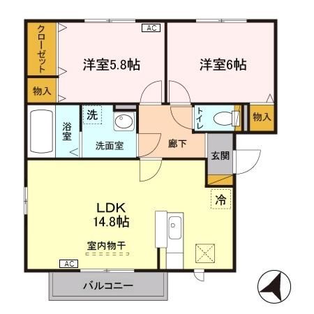 ジュピター　A 101号室 間取り