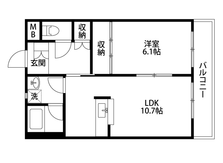 プラシード 102号室 間取り