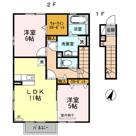イーストヒルズC 202号室 間取り