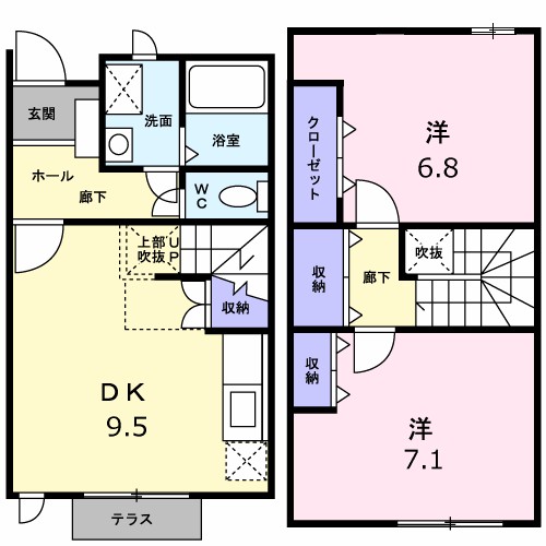 メゾンパルテール　Ｂ 102号室 間取り