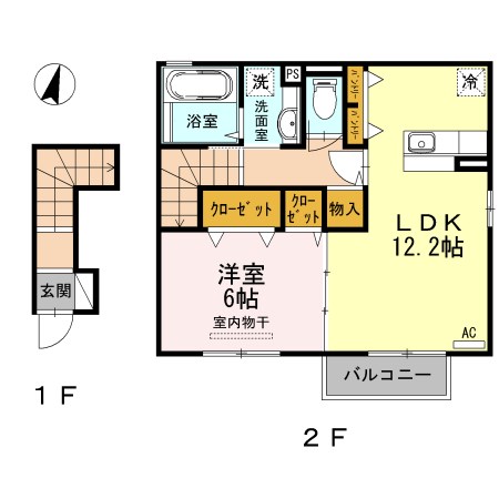 モンボヌール  A203号室 間取り
