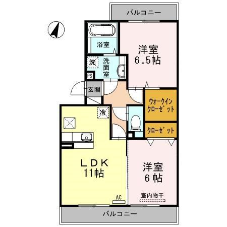 レイクサイドB 103号室 間取り