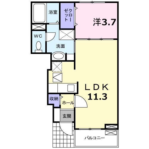 ローズベル 101号室 間取り