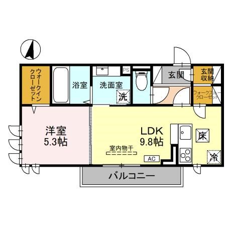 (仮)D-ROOM新和4丁目 102号室 間取り