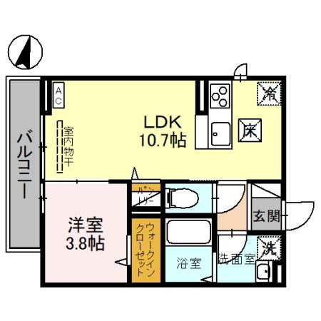 (仮)D-ROOM新和4丁目 103号室 間取り