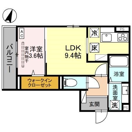 (仮)D-ROOM本馬越 102号室 間取り