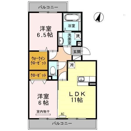 レイクサイドB B202号室 間取り