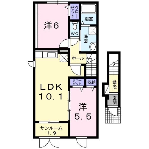 伊万里Ⅱ 201号室 間取り