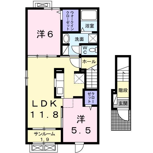 ニューポエム 201号室 間取り