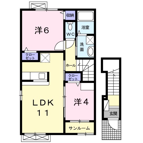 エスターテ 201号室 間取り