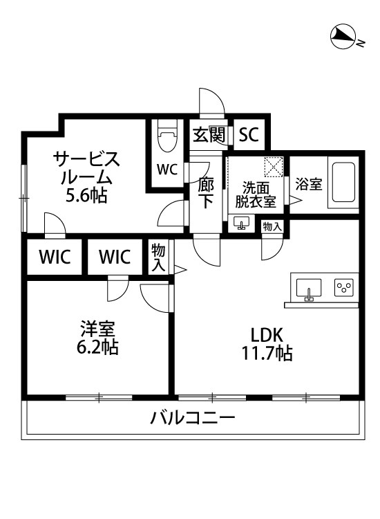 カーネ米山 203号室 間取り