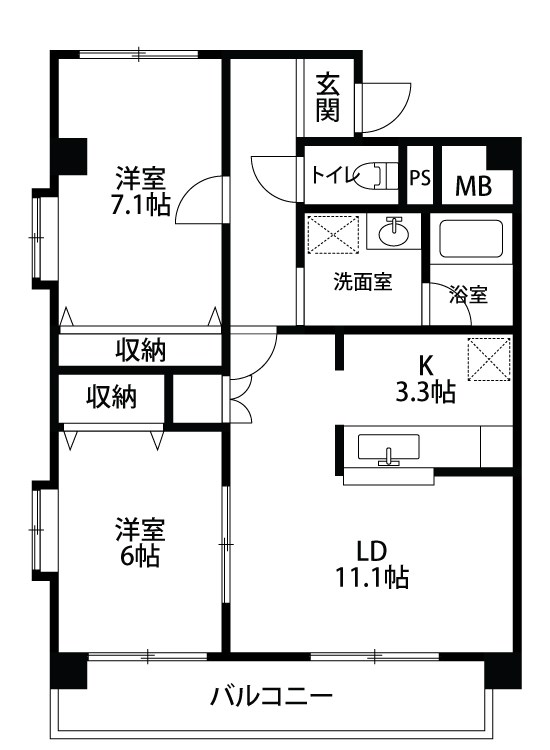 サンパティオ小針 B-1号室 間取り