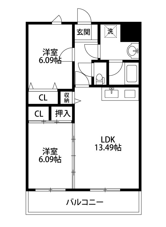 エスポアール弐番館 202号室 間取り