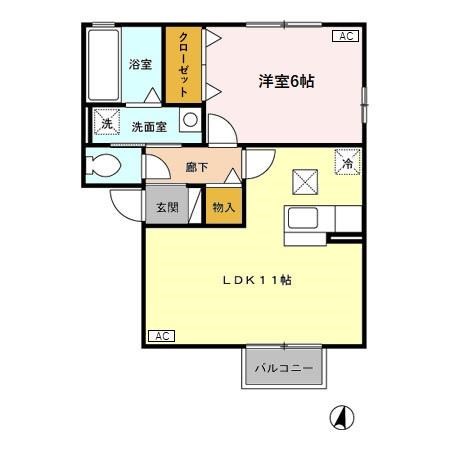 アトリオ小新 A 105号室 間取り