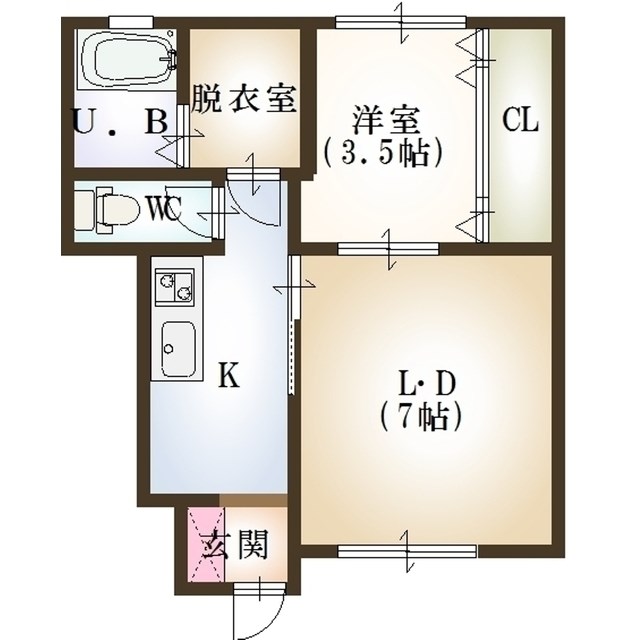 プラタナス旭町 102号室 間取り