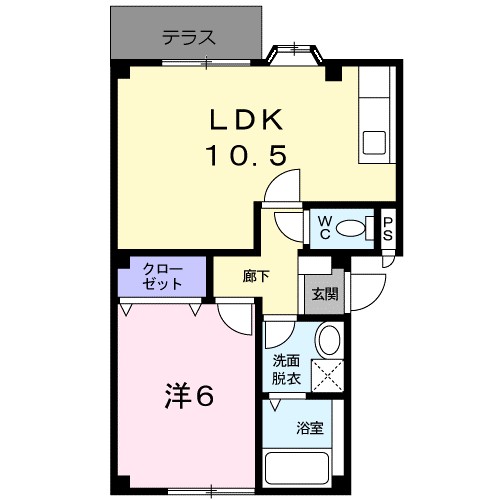 グリーンヒルズ 101号室 間取り