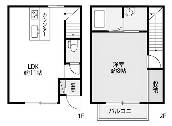 スカイ学校町 B号室 間取り