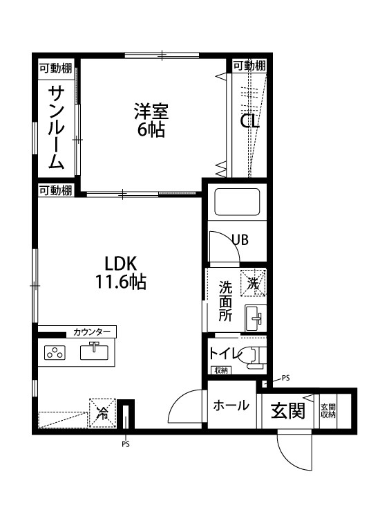 フューチャー下早通 107号室 間取り