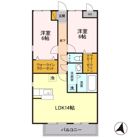 ウィステリア 312号室 間取り